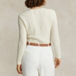 POLO RALPH LAUREN WOMAN KIMBERLY LONG SLEEVE V-NECK SWEATER CHIC CREAM - Image 3