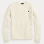 POLO RALPH LAUREN WOMAN KIMBERLY LONG SLEEVE V-NECK SWEATER CHIC CREAM - Image 4