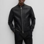 BOSS MAN MAPSON2 LEATHER JACKET BLACK
