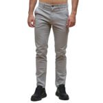 BOSS MEN CHINO SLIM FIT IN STRETCH COTTON CHECKED TROUSERS LIGHT PASTEL/GREY