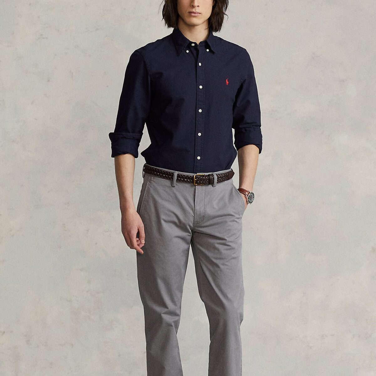 POLO RALPH LAUREN MAN CUSTOM FIT CORE REPLEN OXFORD SHIRT NAVY - Image 4