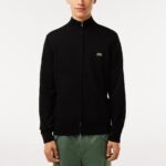 LACOSTE MEN'S REGULAR FIT STAND-UP COLLAR ZIPPERED SWEATSHIRT NOIR