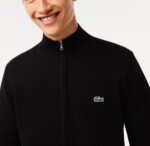 LACOSTE MEN'S REGULAR FIT STAND-UP COLLAR ZIPPERED SWEATSHIRT NOIR - Image 2