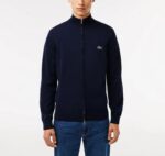 LACOSTE MEN'S REGULAR FIT STAND-UP COLLAR ZIPPERED SWEATSHIRT BLEU MARINE