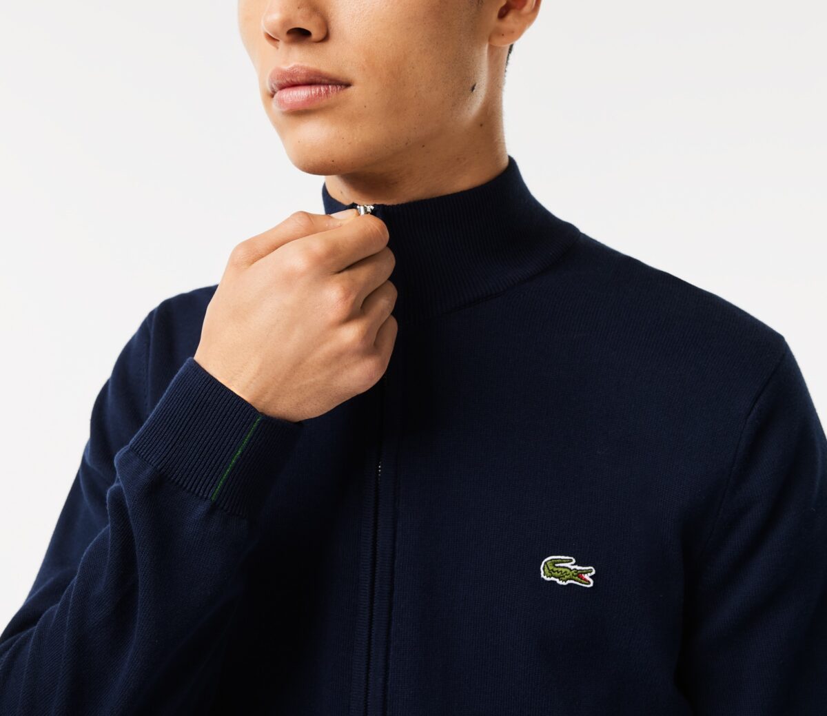 LACOSTE MEN'S REGULAR FIT STAND-UP COLLAR ZIPPERED SWEATSHIRT BLEU MARINE - Image 2
