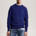 TOMMY HILFIGER MEN PIMA ORGANIC COTTON CASHMERE CREW NECK RF JUMPER BLACK MOULINE