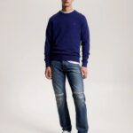 TOMMY HILFIGER MEN PIMA ORGANIC COTTON CASHMERE CREW NECK RF JUMPER BLACK MOULINE - Image 2