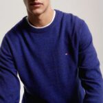 TOMMY HILFIGER MEN PIMA ORGANIC COTTON CASHMERE CREW NECK RF JUMPER BLACK MOULINE - Image 4