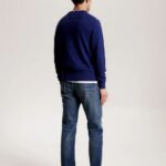 TOMMY HILFIGER MEN PIMA ORGANIC COTTON CASHMERE CREW NECK RF JUMPER BLACK MOULINE - Image 3