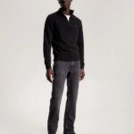 TOMMY HILFIGER MEN PIMA ORGANIC COTTON CACHMERE ZIP MOCK JUMPER BLACK - Image 2