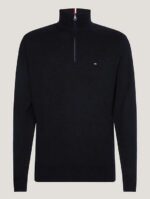 TOMMY HILFIGER MEN PIMA ORGANIC COTTON CACHMERE ZIP MOCK JUMPER BLACK - Image 4
