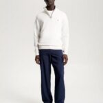 TOMMY HILFIGER MEN PIMA ORGANIC COTTON CACHMERE ZIP MOCK JUMPER ANCIENT WHITE - Image 3