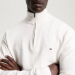 TOMMY HILFIGER MEN PIMA ORGANIC COTTON CACHMERE ZIP MOCK JUMPER ANCIENT WHITE - Image 2