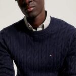 TOMMY HILFIGER MEN CLASSIC CABLE CREW NECK RELAXED FIT JUMPER DESERT SKY - Image 3