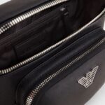 EMPORIO ARMANI MEN REGENERATED- LEATHER BELT BAG WHITH EAGLE PATE BLACK - Image 4