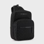 EMPORIO ARMANI MEN NYLON ONE-SHOYLER BODYPACK WHITH ALL-OVER JACQUARD EAGLE BLACK - Image 2
