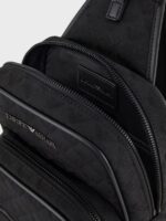 EMPORIO ARMANI MEN NYLON ONE-SHOYLER BODYPACK WHITH ALL-OVER JACQUARD EAGLE BLACK - Image 4