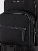 EMPORIO ARMANI MEN NYLON ONE-SHOYLER BODYPACK WHITH ALL-OVER JACQUARD EAGLE BLACK - Image 5
