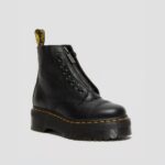 DR MARTENS WOMAN SINCLAIR MILLED NAPPA LEATHER PLATFORM BOOTS BLACK
