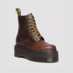 DR MARTENS WOMAN 1460 PASCAL MAX LEATHER PLATFORM BOOTS DARK BROWN