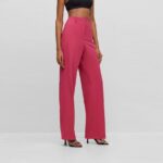 HUGO WOMAN HULANA REGULAR FIT WILD LEG TROUSERS MEDIUM PINK