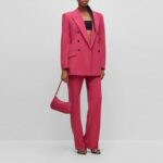 HUGO WOMAN HULANA REGULAR FIT WILD LEG TROUSERS MEDIUM PINK - Image 2