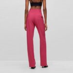 HUGO WOMAN HULANA REGULAR FIT WILD LEG TROUSERS MEDIUM PINK - Image 3