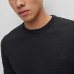 BOSS MEN'S LOGO BOTTO-L EMBROIDERED SWEATER IN RESPONSIBLE WOOL BLACK - Image 2