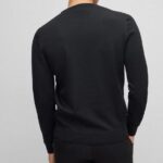 BOSS MEN'S LOGO BOTTO-L EMBROIDERED SWEATER IN RESPONSIBLE WOOL BLACK - Image 3