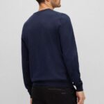 BOSS MEN BOTTO-L LOGO EMBROIDERED SWEATER IN RESPONSIBLE WOOL DARK BLUE - Image 4