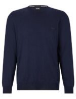 BOSS MEN BOTTO-L LOGO EMBROIDERED SWEATER IN RESPONSIBLE WOOL DARK BLUE - Image 5