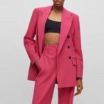 HUGO WOMEN AMALISA RELAXED FIT JACKET WITH DOUBLE CLOSURE MEDIUM PINK