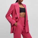 HUGO WOMEN AMALISA RELAXED FIT JACKET WITH DOUBLE CLOSURE MEDIUM PINK - Image 5
