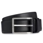 BOSS MEN ITALIAN MADE LEATHER BELT WITH ENGRAVED LOGO DUCKLE BLACK - Image 2