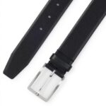 BOSS MEN ITALIAN MADE LEATHER BELT WITH ENGRAVED LOGO DUCKLE BLACK