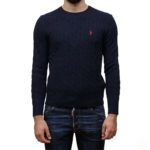 POLO RALPH LAUREN MEN CABLE KINT WOOL CHASHMERE JUMPER HUNTER NAVY