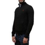 POLO RALPH LAUREN MEN LONG SLEEVE KNITTED FULL-ZIP SWEATER BLACK - Image 2