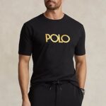 POLO RALPH LAUREN MEN EMBROIDERED LOGO JERSEY T-SHIRT BLACK
