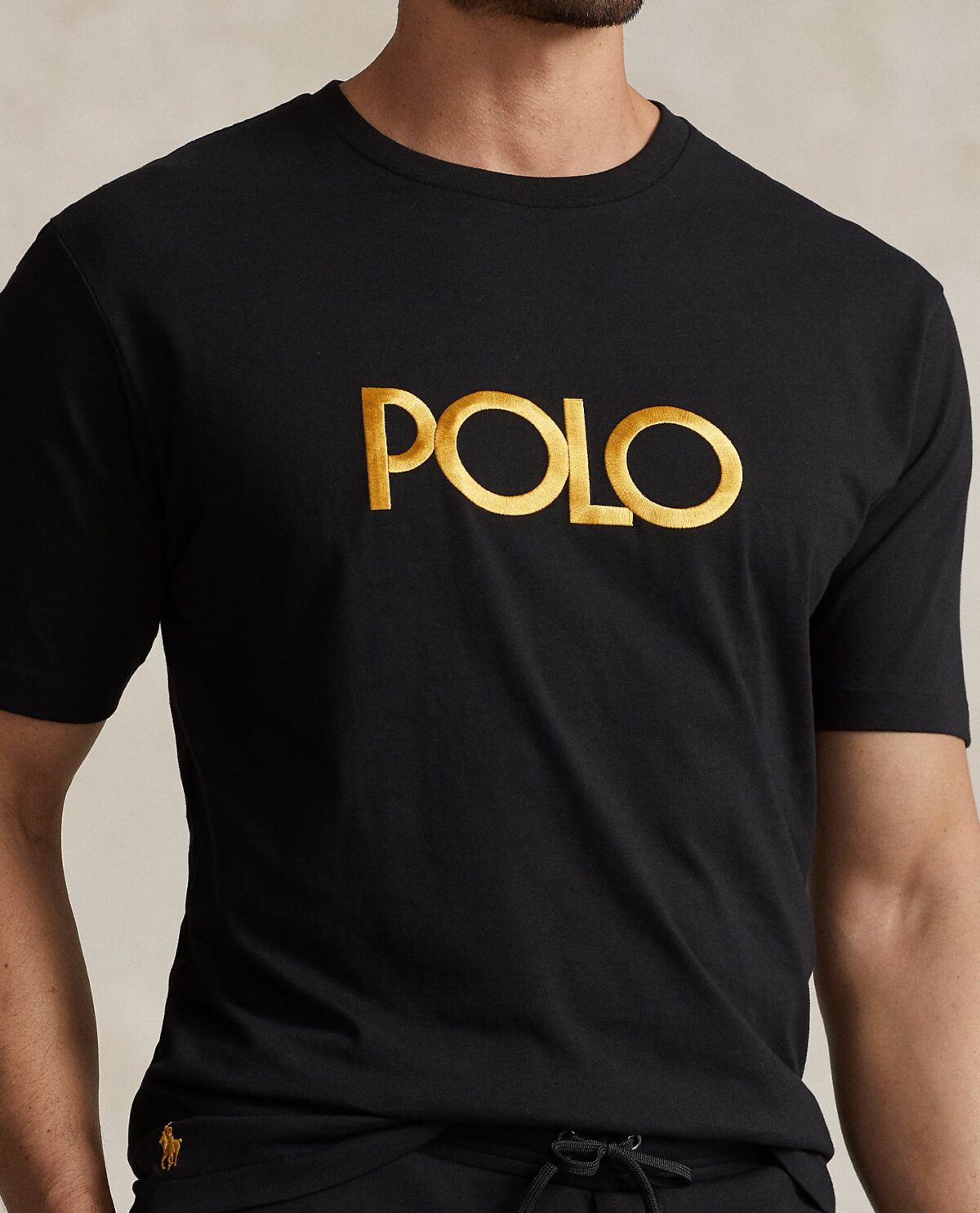 POLO RALPH LAUREN MEN EMBROIDERED LOGO JERSEY T-SHIRT BLACK - Image 4