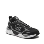 EMPORIO ARMANI MEN EA7 ACE RUNNER NEOPRENE TRAINERS BLACK-SILVER - Image 2