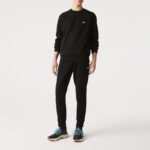 LACOSTE MAN COTTON FLEECE JOGGER SWEATPANTS BLACK