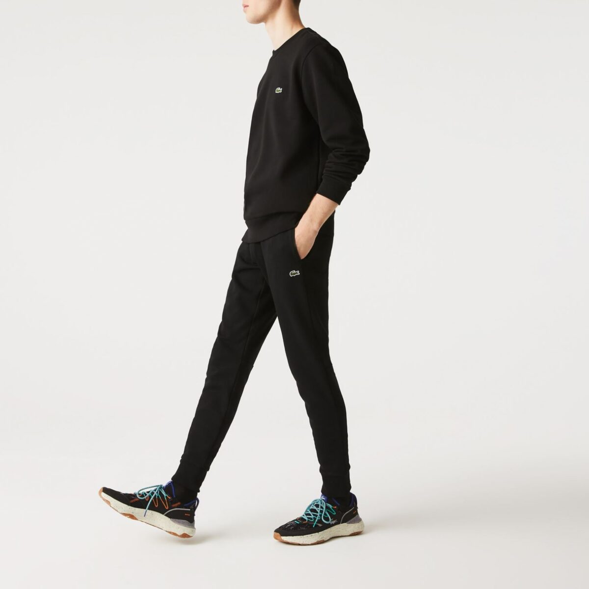 LACOSTE MAN COTTON FLEECE JOGGER SWEATPANTS BLACK - Image 2