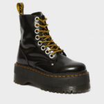 DR MARTENS WOMAN JADON MAX BUTTERO LEATHER PLATFORM BOOTS BLACK