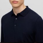 BOSS MEN BONO-L POLO SWEATER IN VIRGIN WOOL WITH EMBROIDERED LOGO DARK BLUE - Image 2