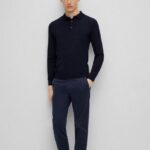 BOSS MEN BONO-L POLO SWEATER IN VIRGIN WOOL WITH EMBROIDERED LOGO DARK BLUE - Image 3