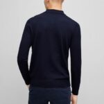 BOSS MEN BONO-L POLO SWEATER IN VIRGIN WOOL WITH EMBROIDERED LOGO DARK BLUE - Image 4