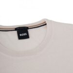BOSS MEN LOGO BOTTO-L EMBROIDERED SWEATER IN RESPONSIBLE WOOL OPEN WHITE - Image 3