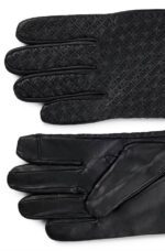 BOSS MEN MONOGRAMMED GLOVES IN LEATHER WITH TOUCHSCREEN-FRIENDLY FINGERTIPS BLACK - Image 2