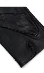 BOSS MEN MONOGRAMMED GLOVES IN LEATHER WITH TOUCHSCREEN-FRIENDLY FINGERTIPS BLACK - Image 3