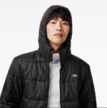 LACOSTE MEN'S WATERPROOF PADDED HOOD PUFFER JACKET BLACK - Image 3